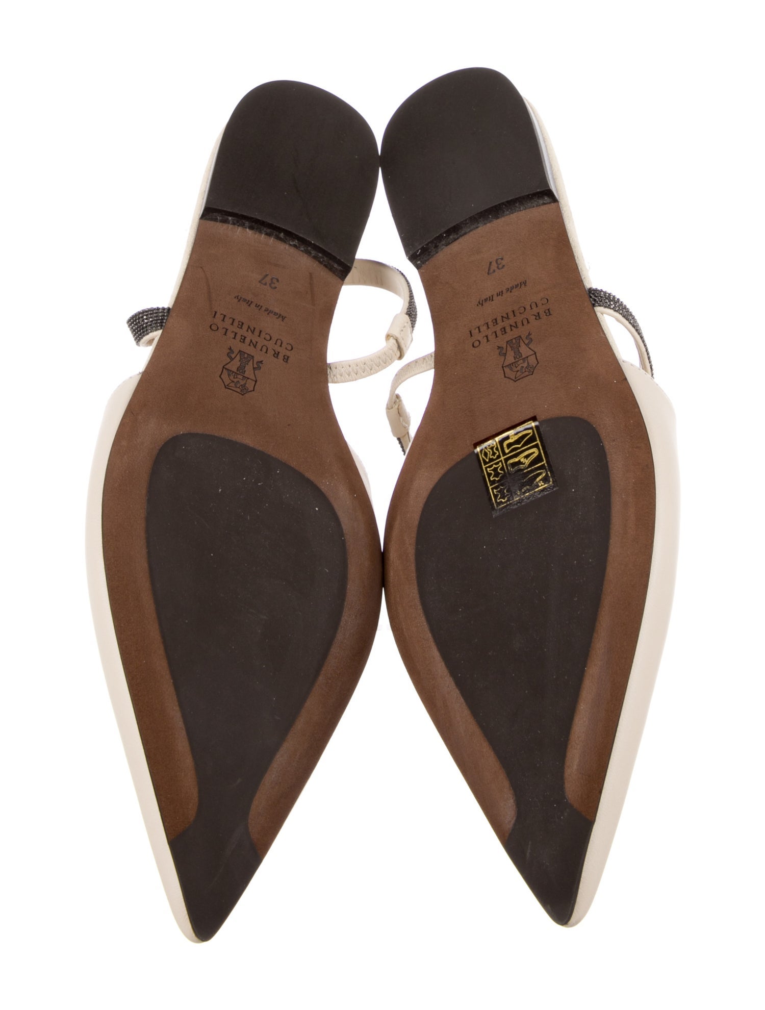 Brunello Cucinelli Leather Slingback Flats